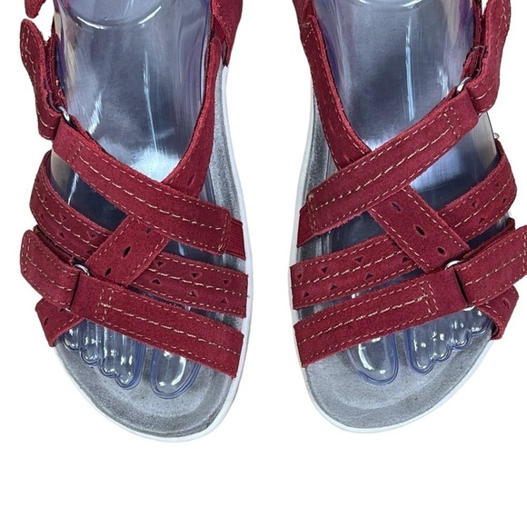 Earth Origins Leather Open Toe Sandals 6.5 W "Sammie" Red Pepper Adjustable - Picture 9 of 11